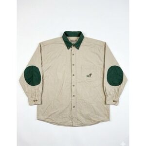 CABELAS Shirt Men Brown/Green SzL Ducks Unlimited Shooting Patch Hunting Buttons